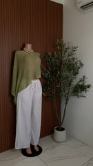 Poncho (olive & pink)